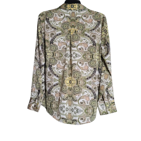 Maison d' Amelie Elegant Paisley Silklike Blouse Size Medium - Picture 2 of 13